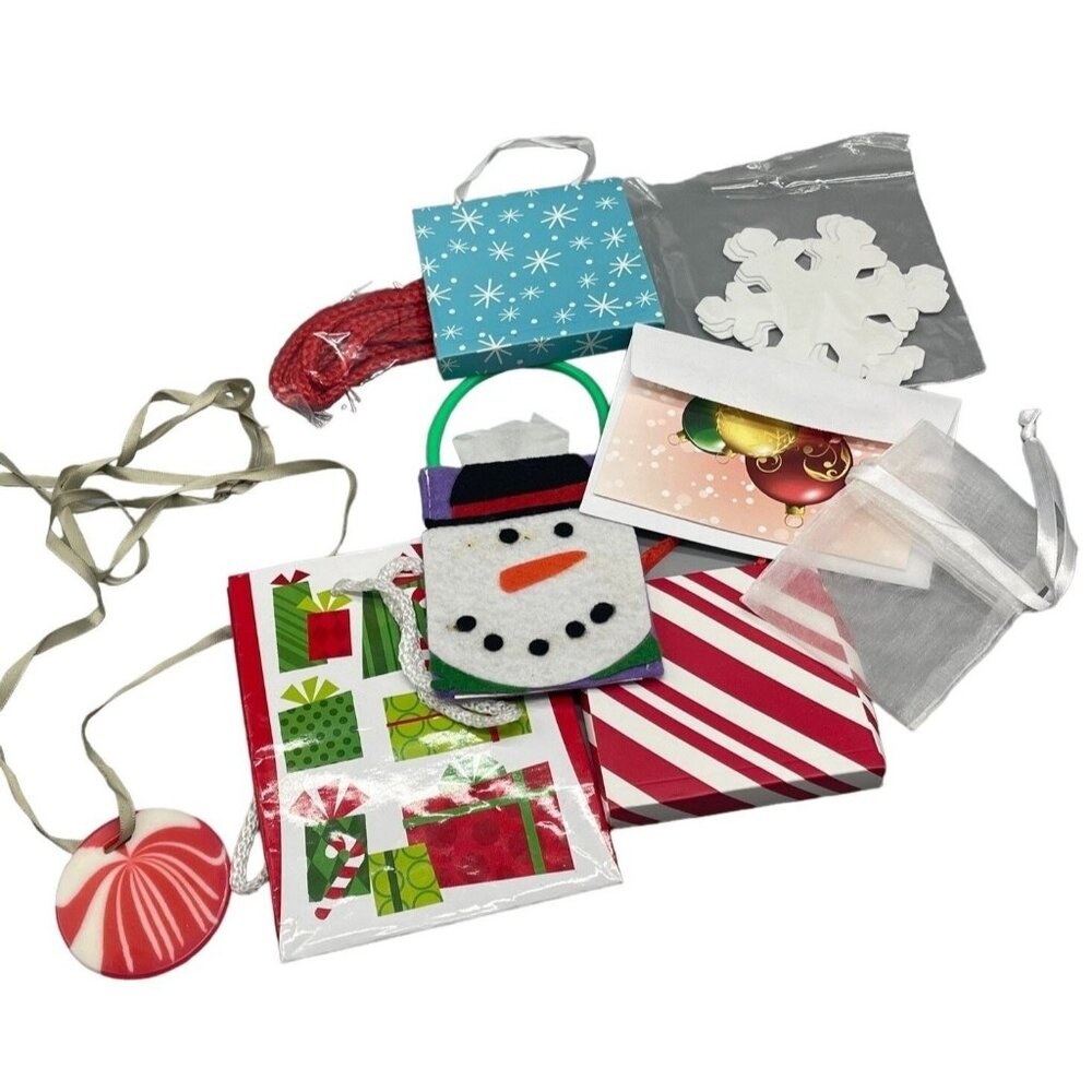 bag of Christmas items Christmas card with envelope sheer tie bag gift READ